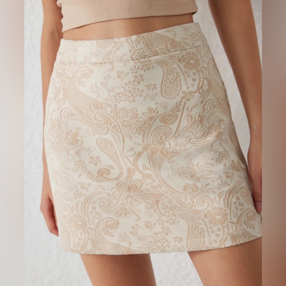 Suede Paisley Mini Skirt